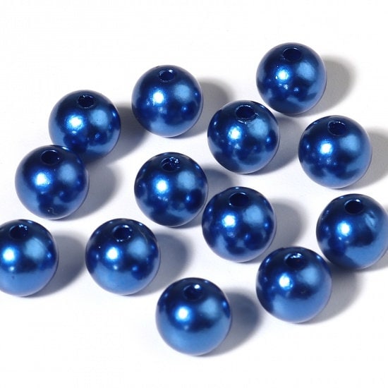 Blue Acrylic Pearl Beads 6mm 8mm