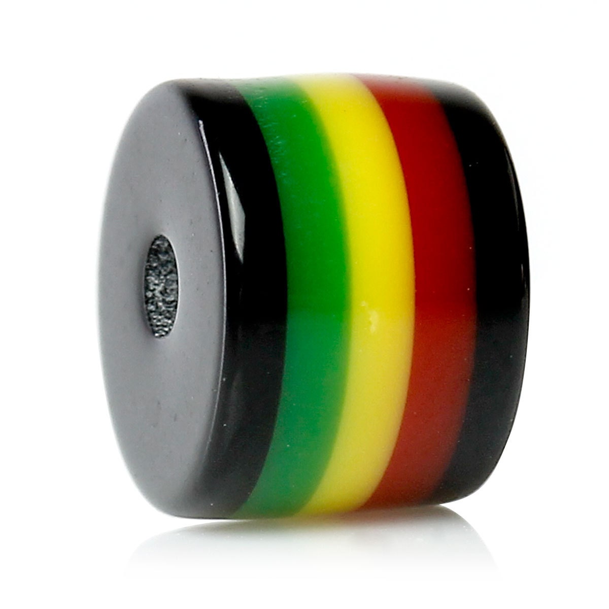 Black History Beads, 100 Resin Spacer Beads, Cylinder Stripe Beads, green, red, and yellow stripe beads