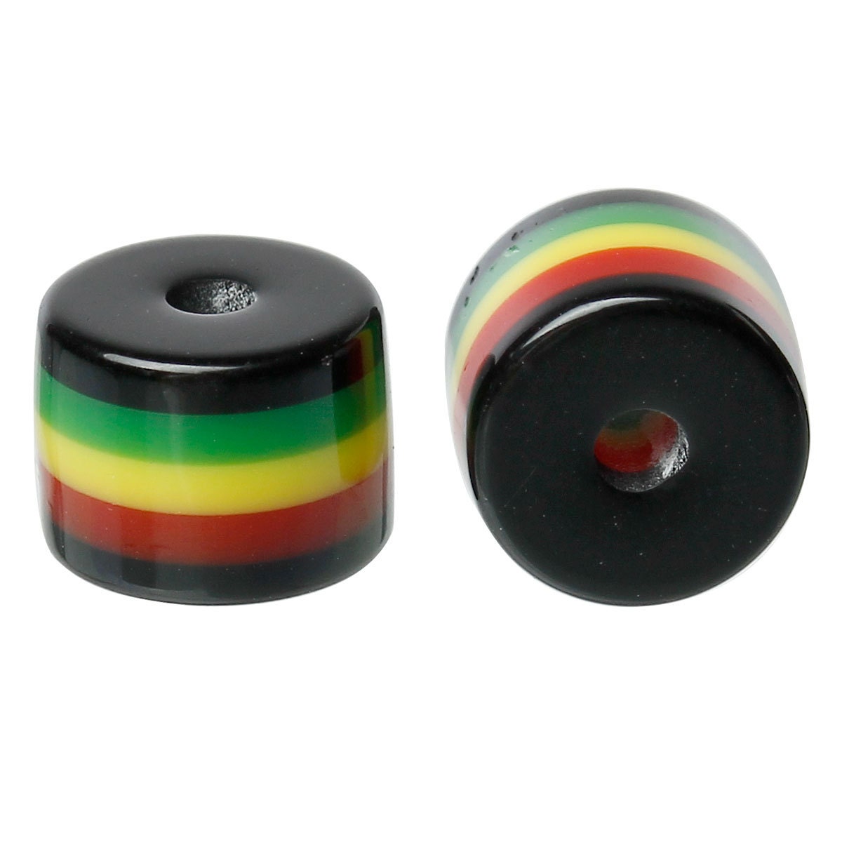 Black History Beads, 100 Resin Spacer Beads, Cylinder Stripe Beads, green, red, and yellow stripe beads