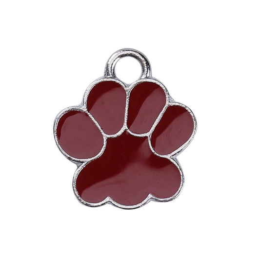 10 Bear paw enamel charms, Tiger Charms, Mascot Charms, Jewelry Making Supplies