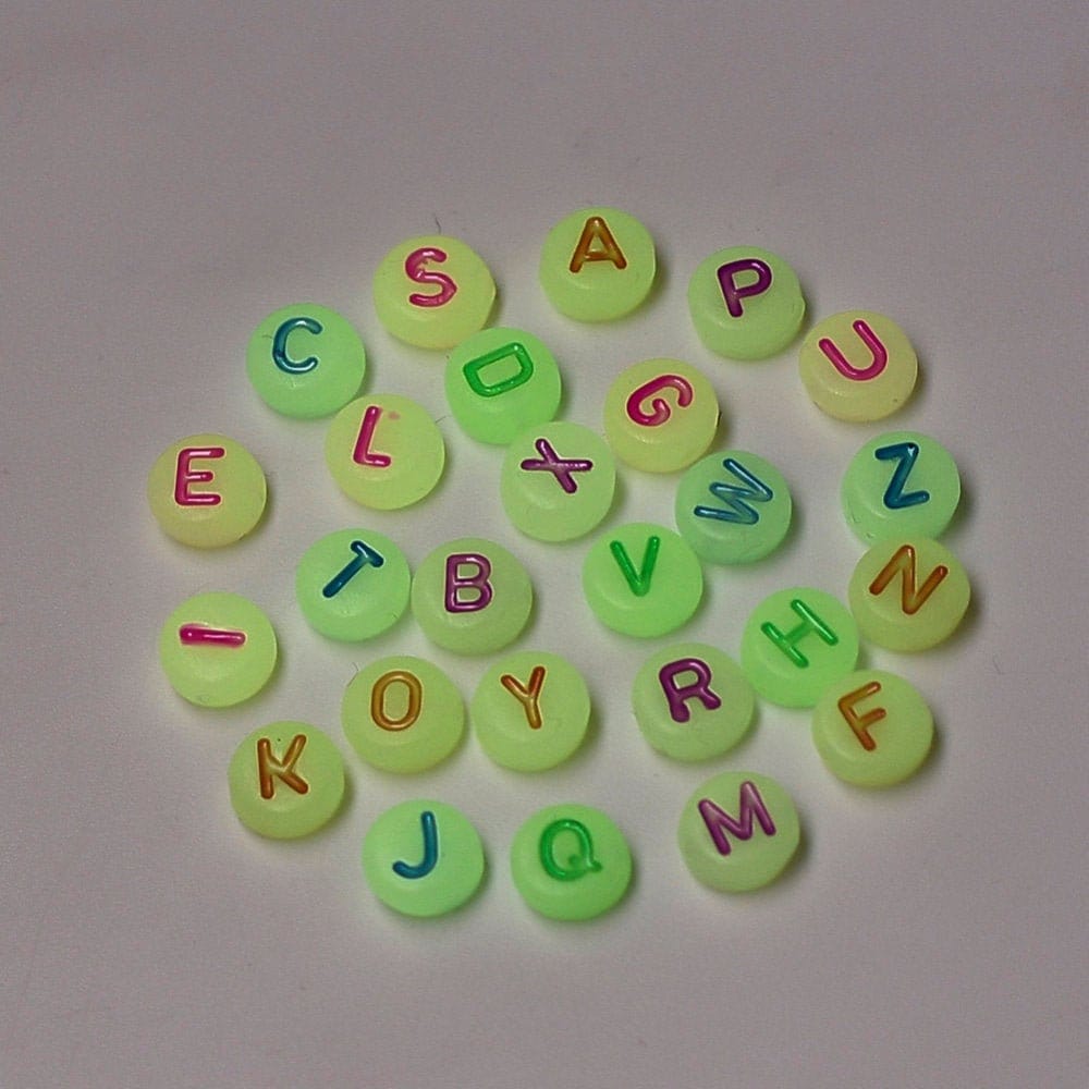 400 7mm Alphabet Beads Glow in the Dark, Acrylic letter beads, ABC letter beads, Name beads