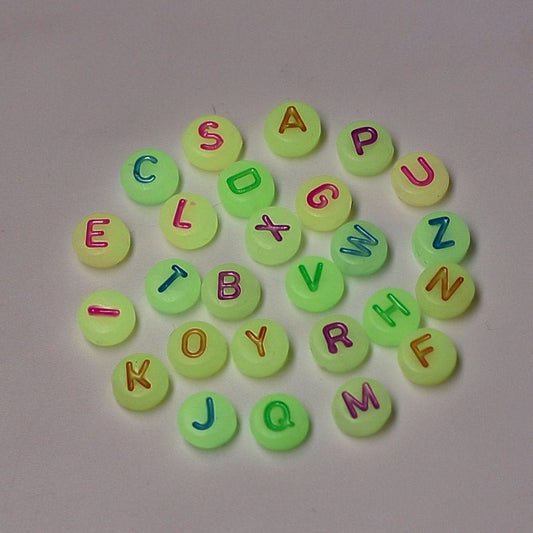 400 7mm Alphabet Beads Glow in the Dark, Acrylic letter beads, ABC letter beads, Name beads