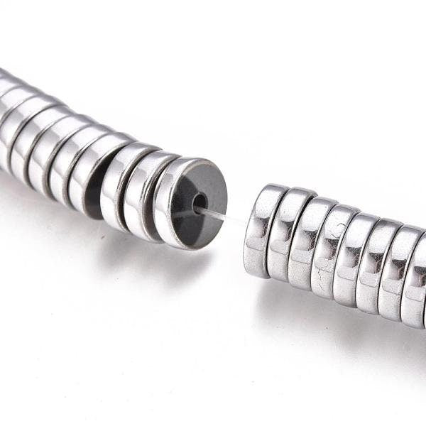 8x2mm Silver Heishi Rondelle Beads Synthetic Hematite Electroplate Non-magnetic