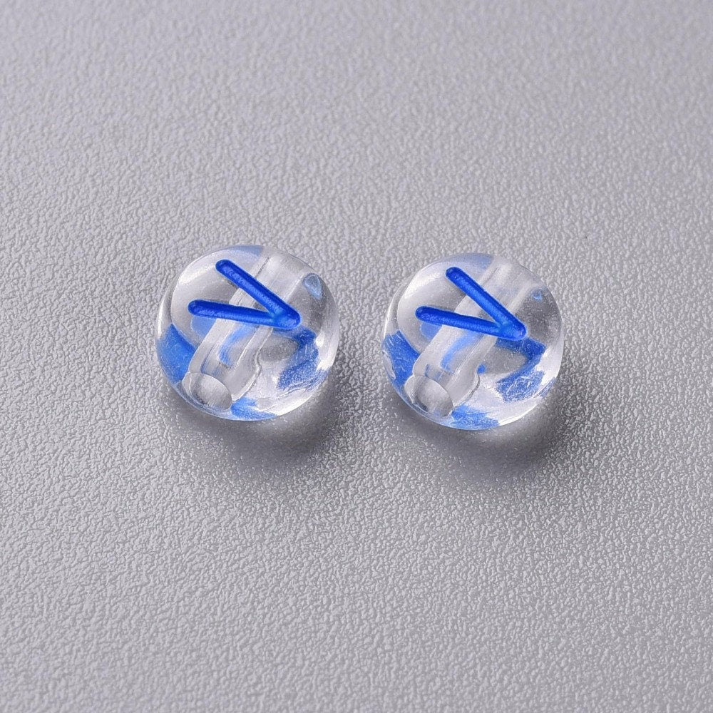 Blue Alphabet Beads, 7mm Acrylic letter Beads, Jewelry Making Supplies
