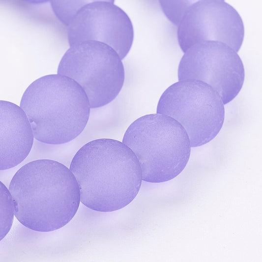 8mm Purple Frosted Beads